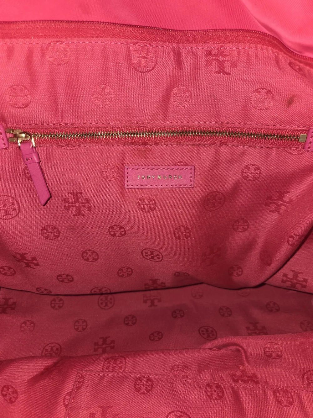 Tory Burch Quilted Logo Tote in Hot Pink/Cerise